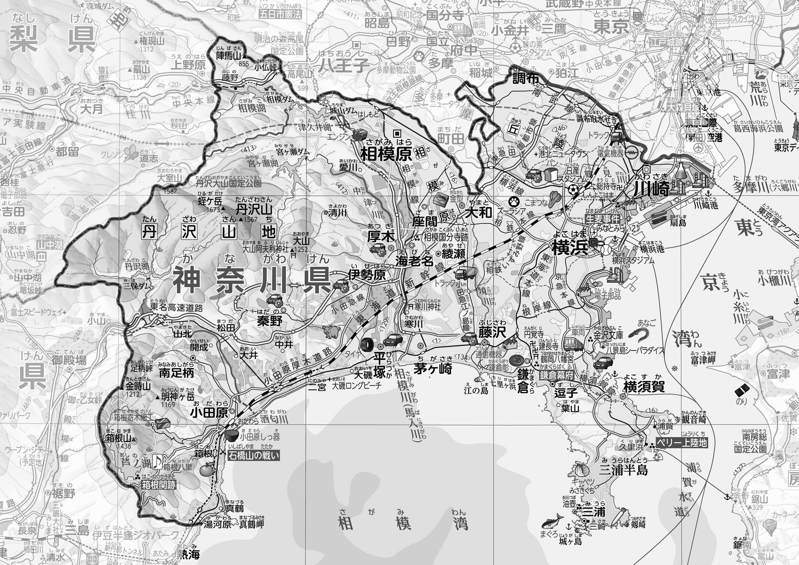 47都道府県地図 神奈川県」のワークシート・活用例・地図