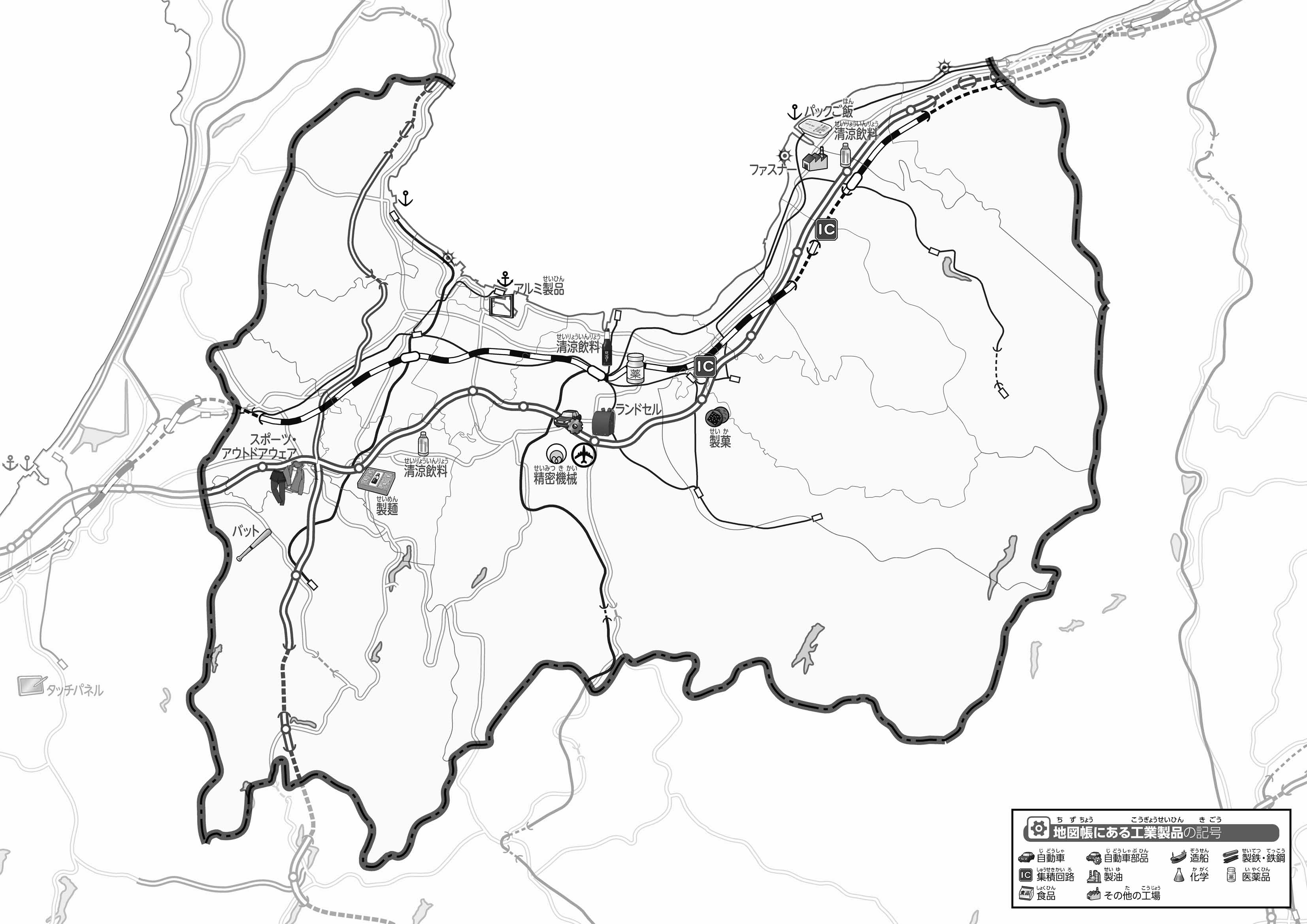 47都道府県地図 富山県」のワークシート・活用例・地図モノクロ
